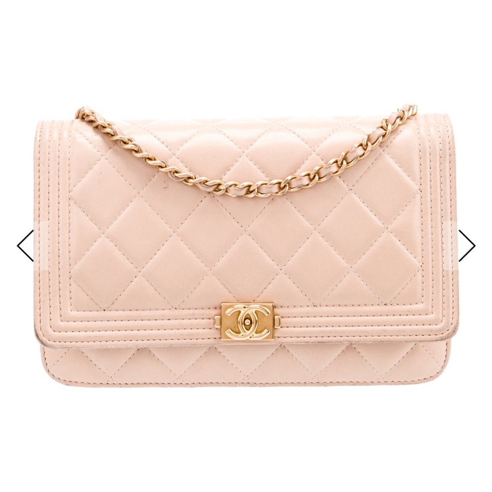 Chanel Quilted Nude Beige Wallet On Chain WOC Purse Bag w/gold hardware